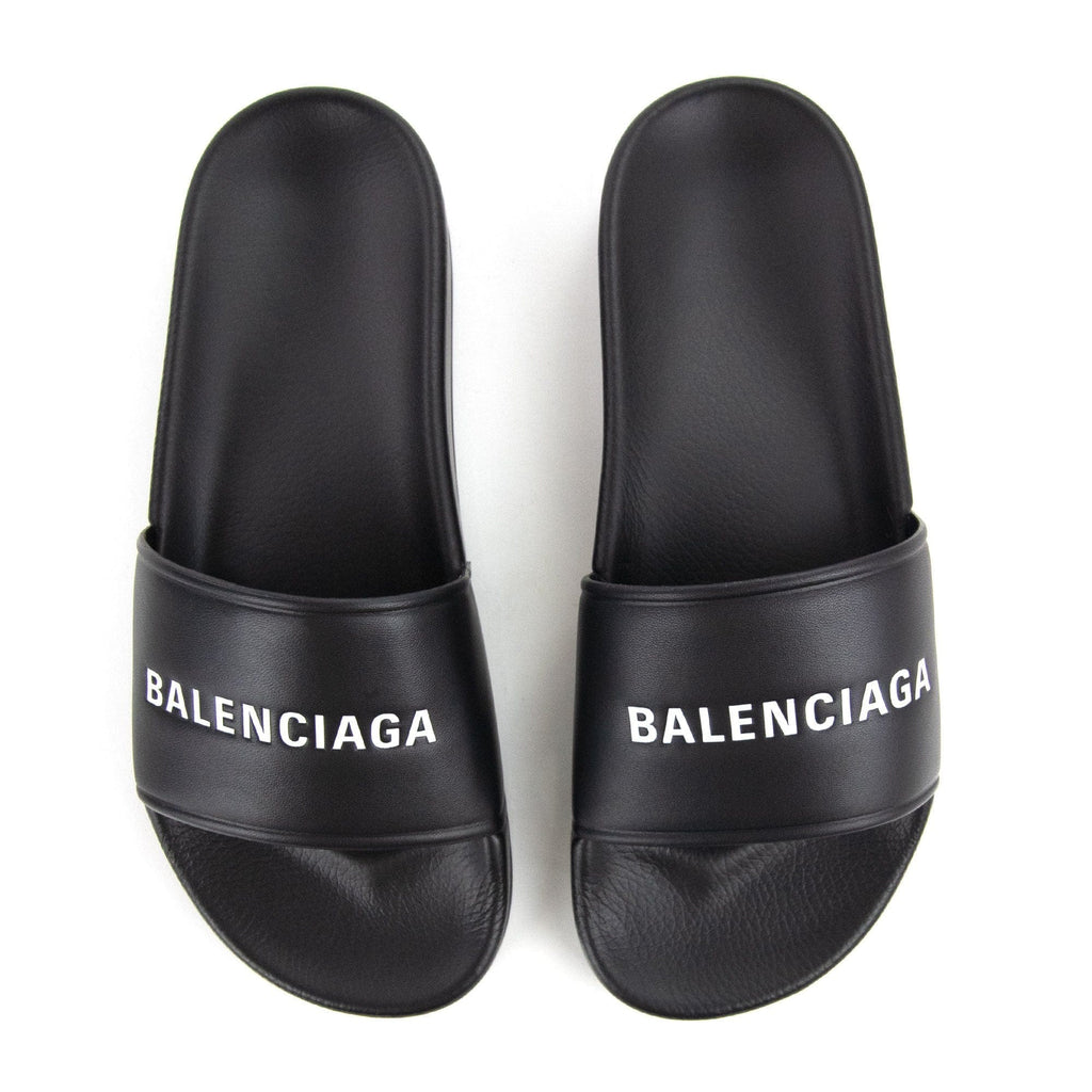Balenciaga Logo Pool Sliders Black