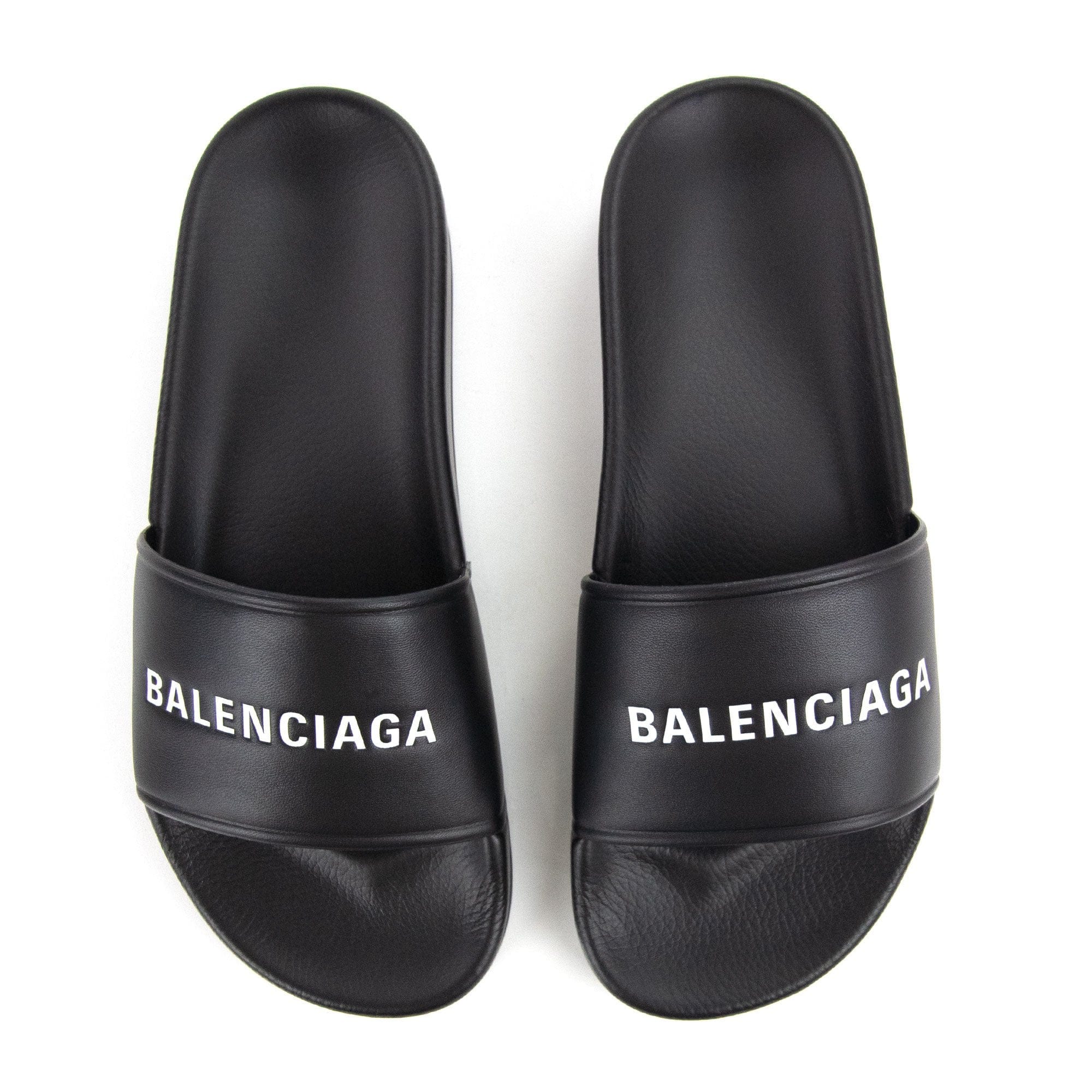 Balenciaga Logo Pool Sliders Black