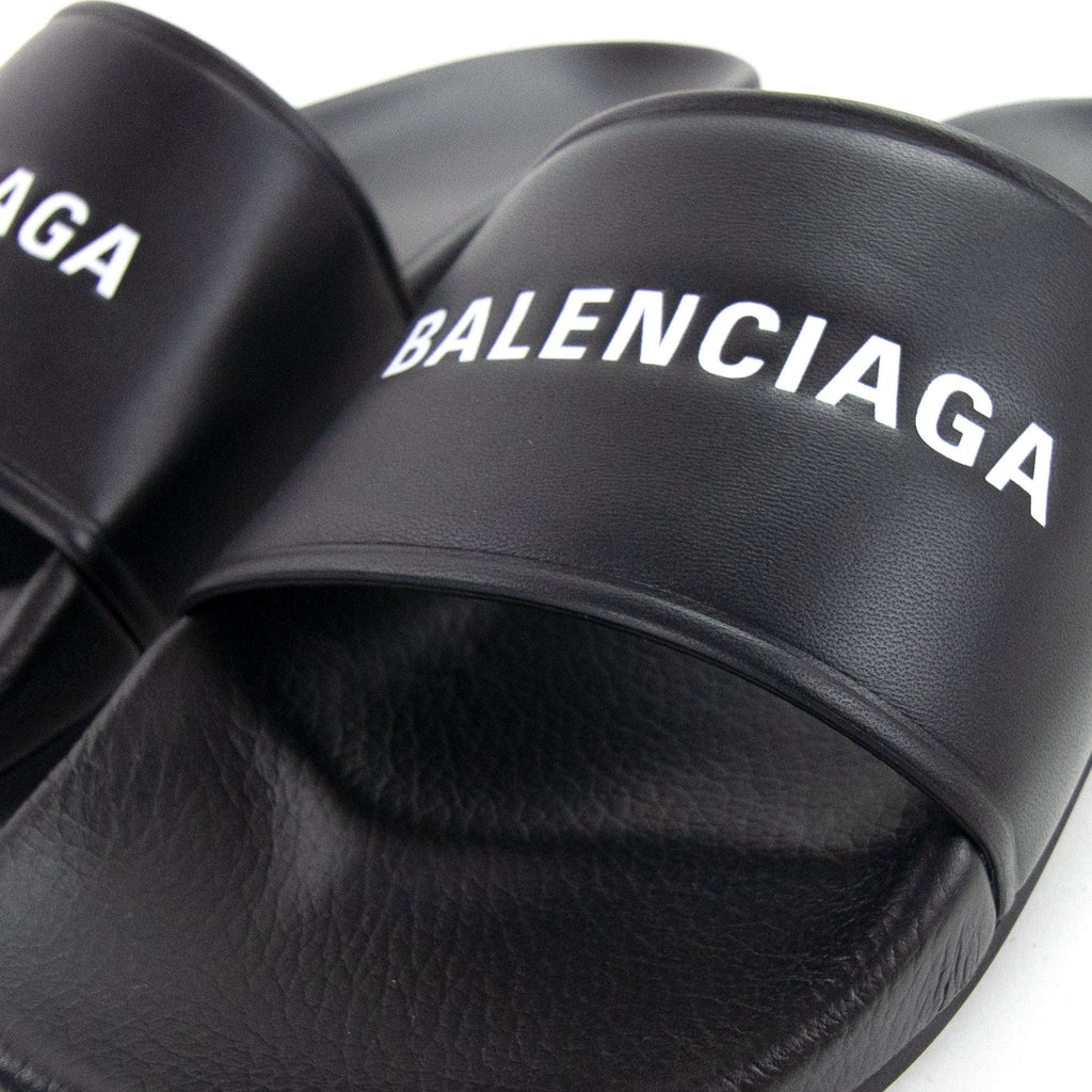 Balenciaga Logo Pool Sliders Black