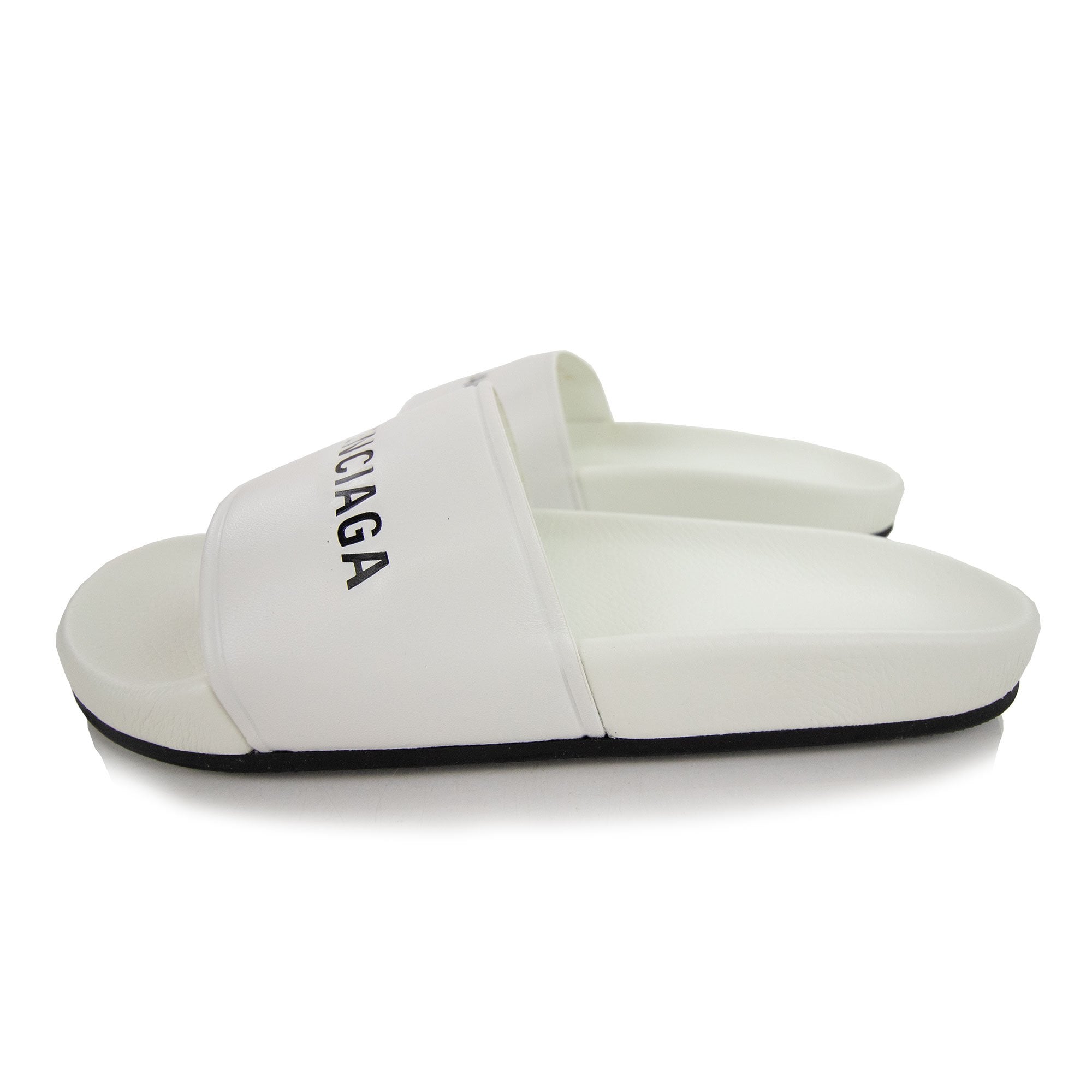 Balenciaga Logo Pool Sliders White