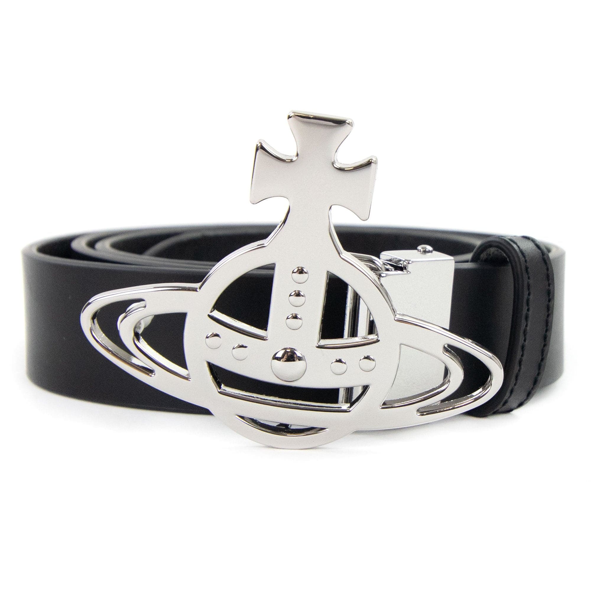 Vivienne Westwood Orb Buckle Embellished Leather Belt Black