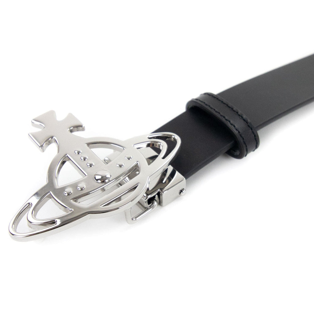 Vivienne Westwood Orb Buckle Embellished Leather Belt Black