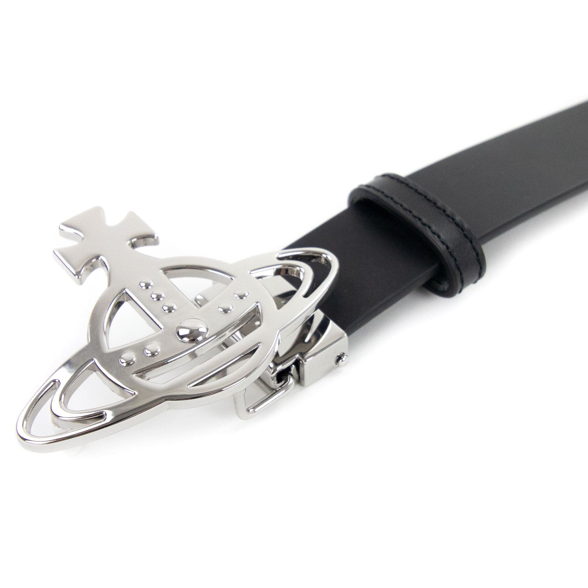 Vivienne Westwood Orb Buckle Embellished Leather Belt Black