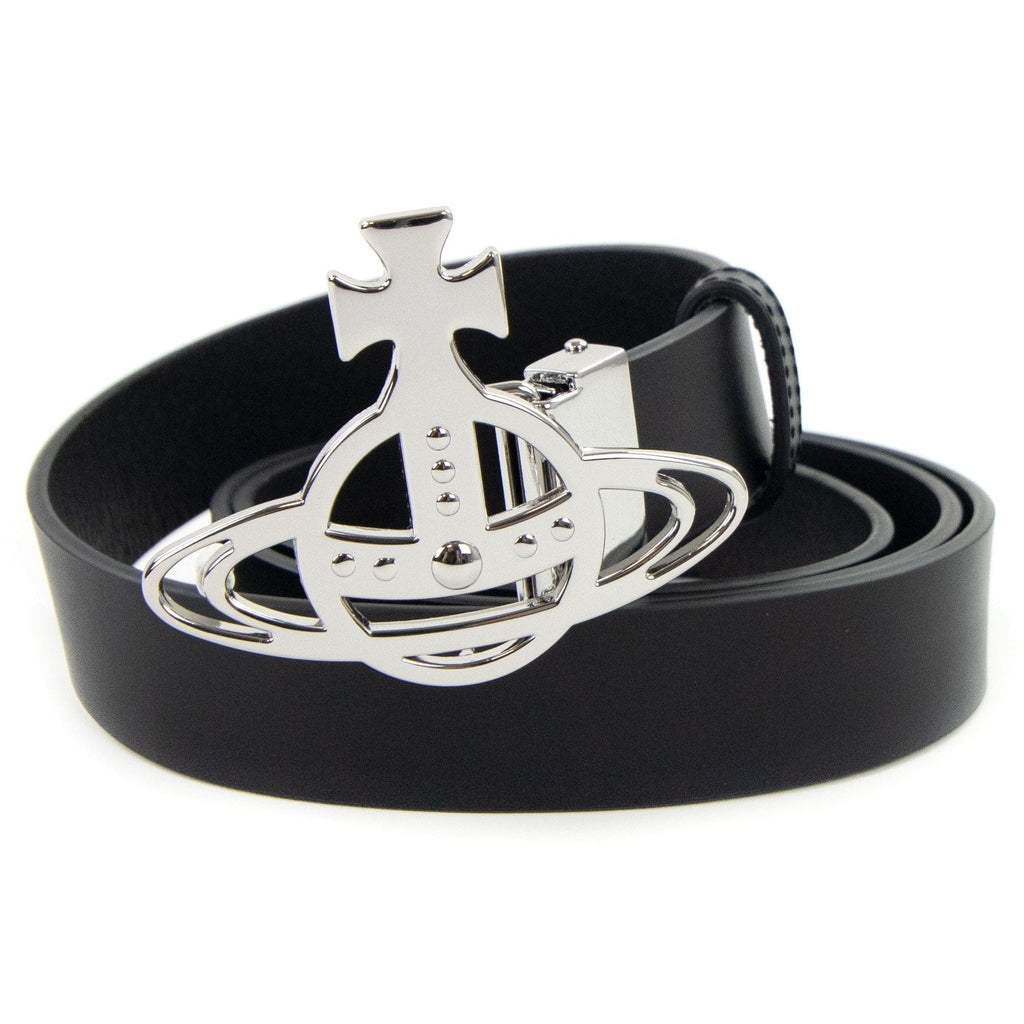 Vivienne Westwood Orb Buckle Embellished Leather Belt Black