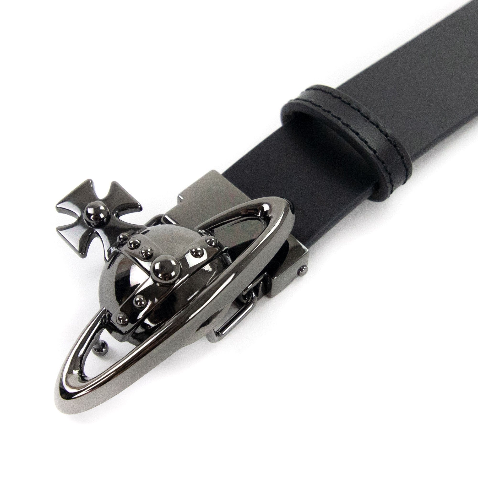 Vivienne Westwood Orb Buckle Gun Metal Belt Black