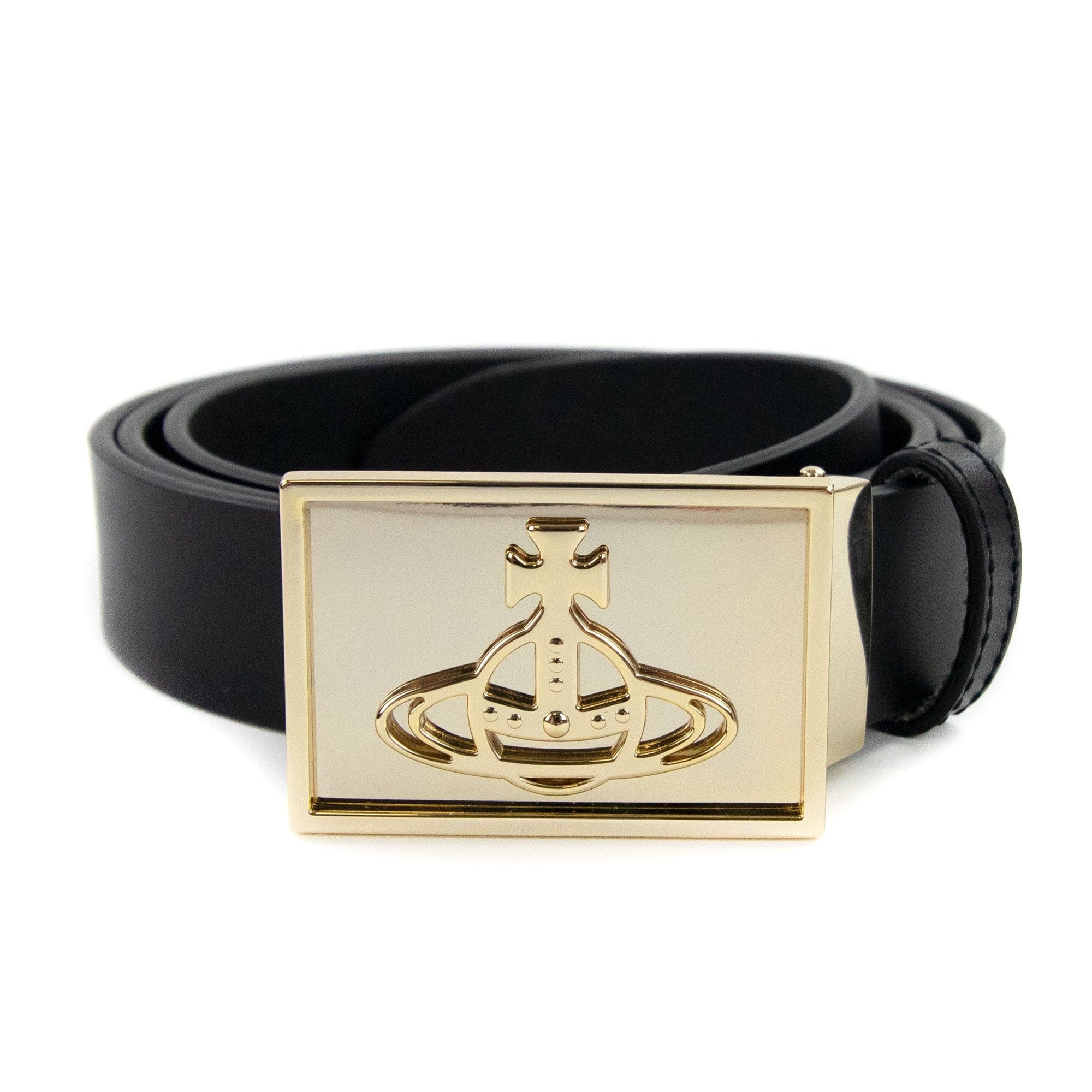 Vivienne Westwood Orb Square Buckle Belt Black/Gold