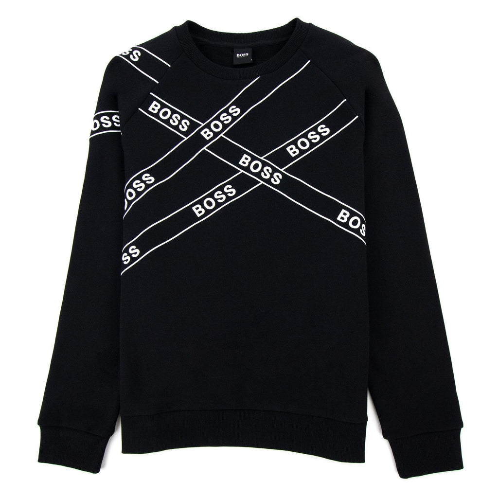 Hugo Boss Wrapped Artwork Logo Sweatshirt Black 001