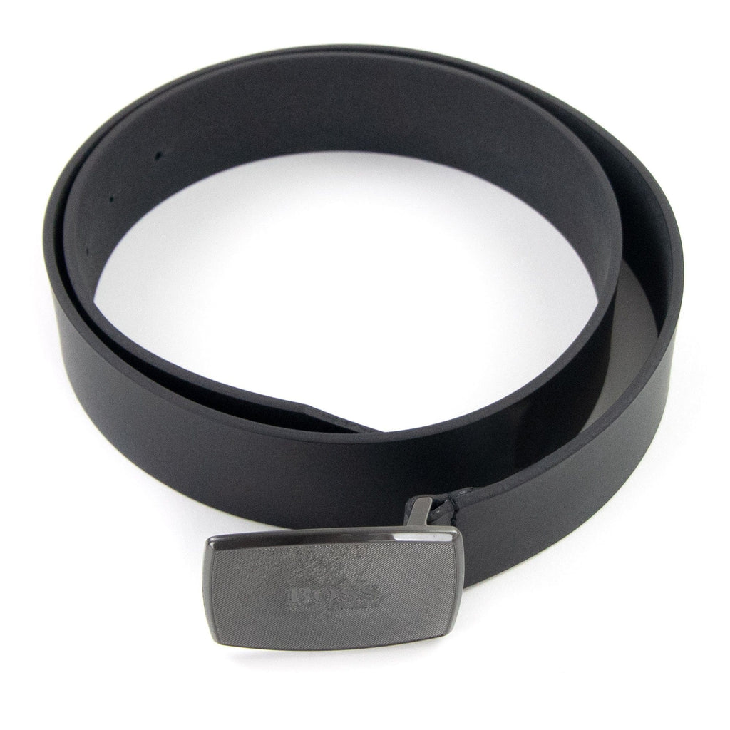 Hugo Boss Jensy Structured Plaque Buckle Belt Black 001