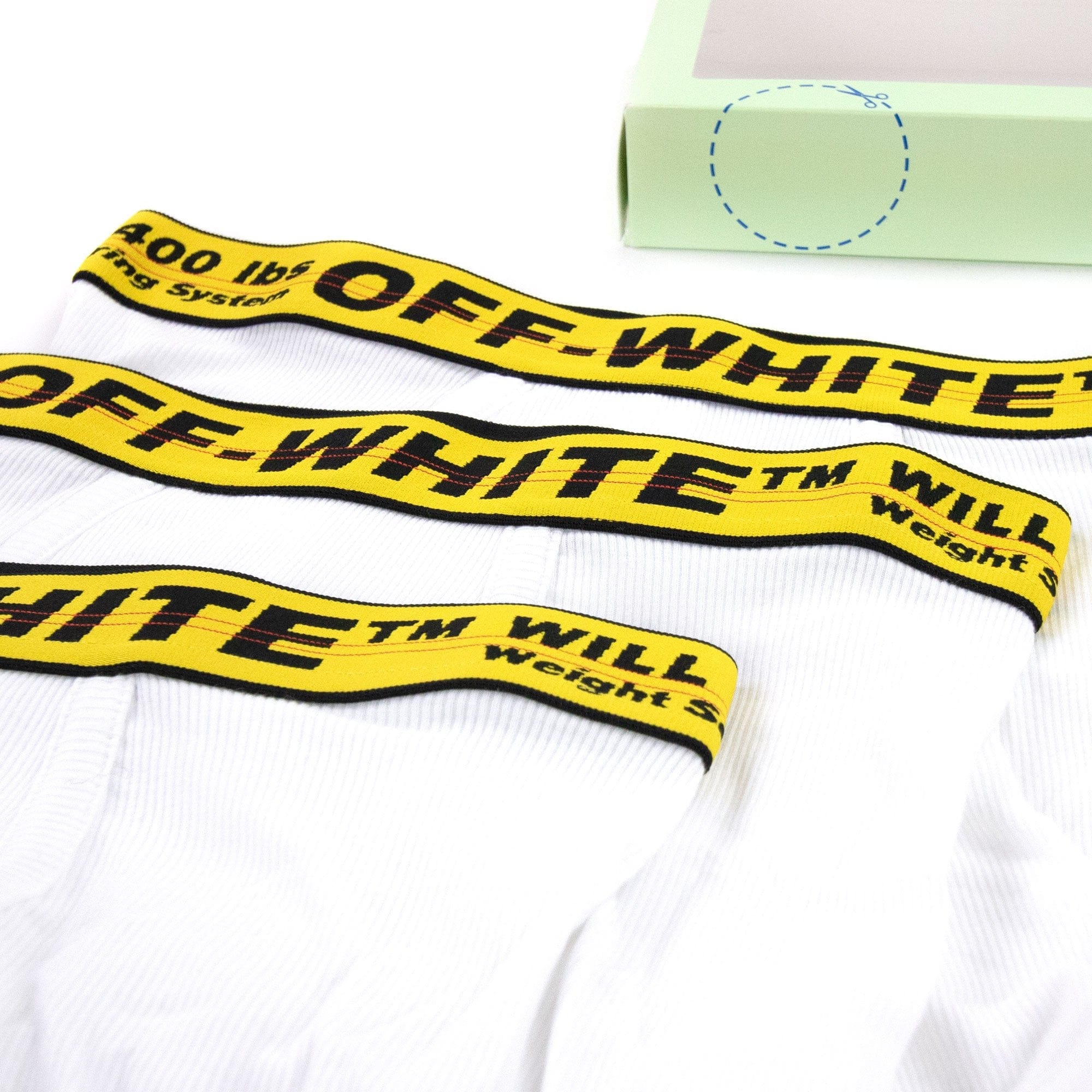 Off White Classic Industrial 3 Pack Boxer White/Yellow