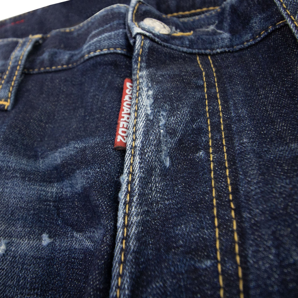 Dsquared2 Dark Ripped Red &amp; Blue Spots Wash Cool Guy Jeans Denim 470