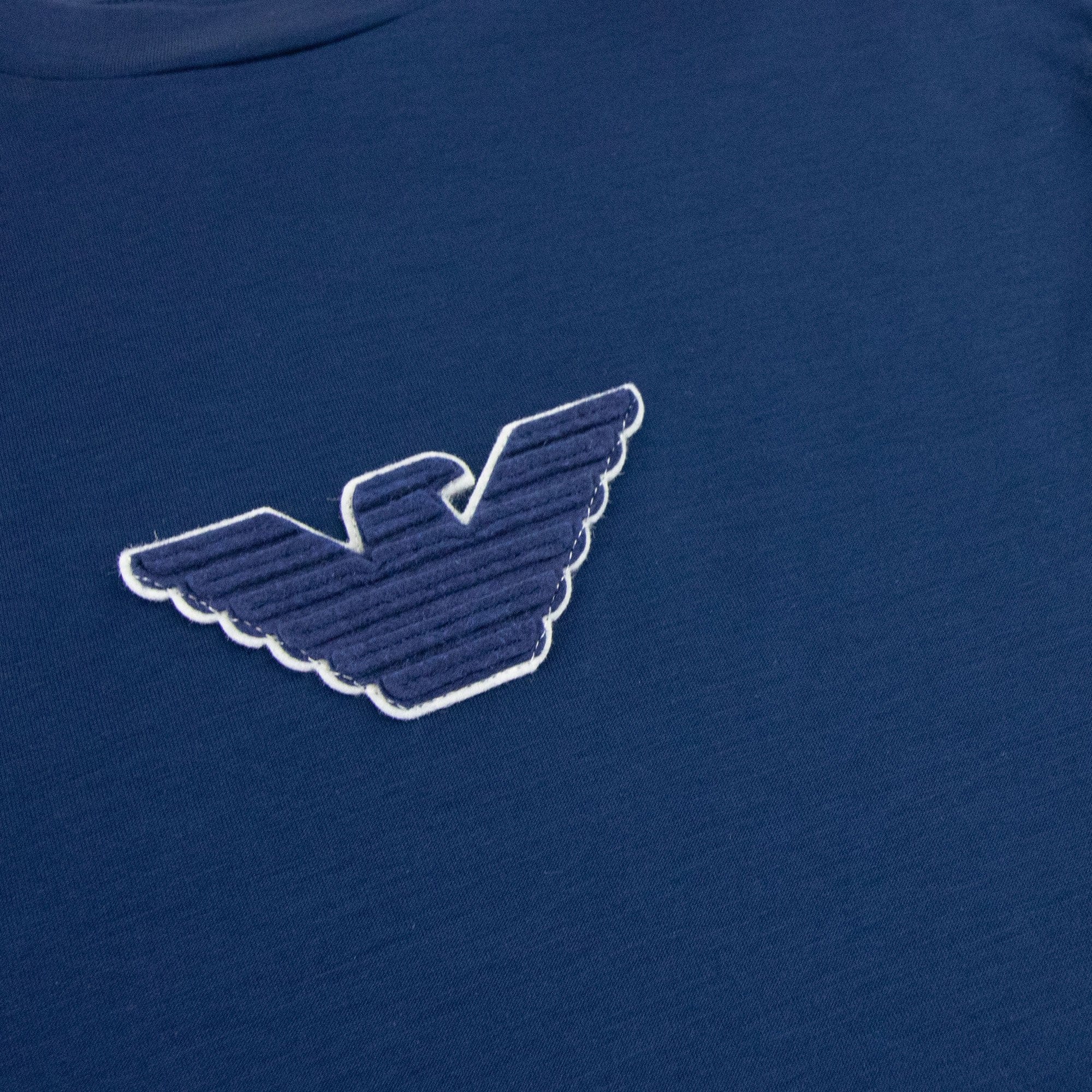 Emporio Armani Felt Eagle Patch Tencel Blend T Shirt Dress Blue
