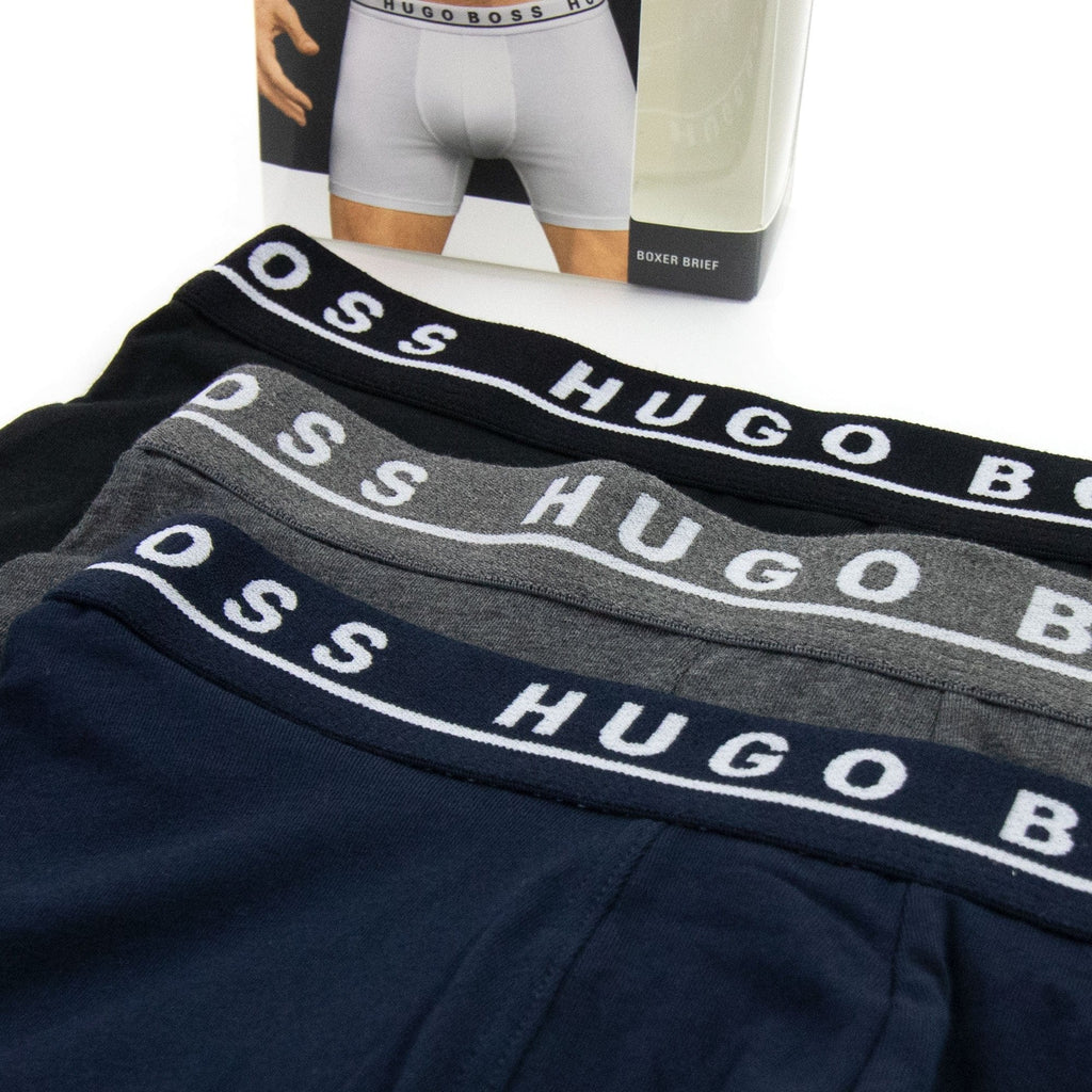 Hugo Boss Three Pack Logo Brief Boxer Grey/Navy/Black