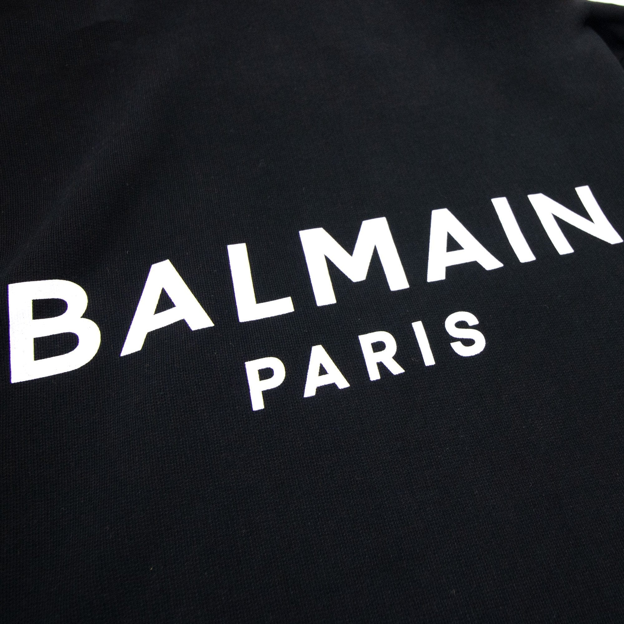 Balmain Logo Print Drawstring Hoodie Black Eab