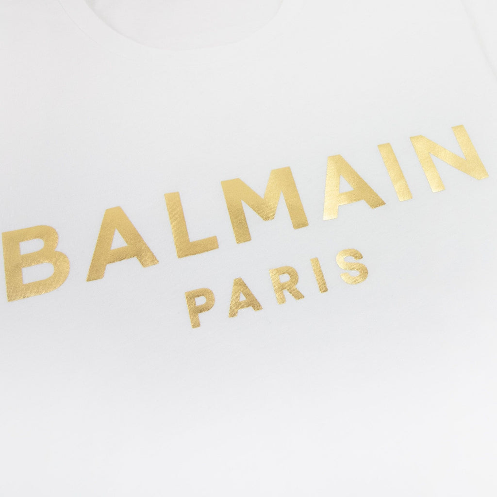 Balmain Metallic Logo Tshirt White Gad
