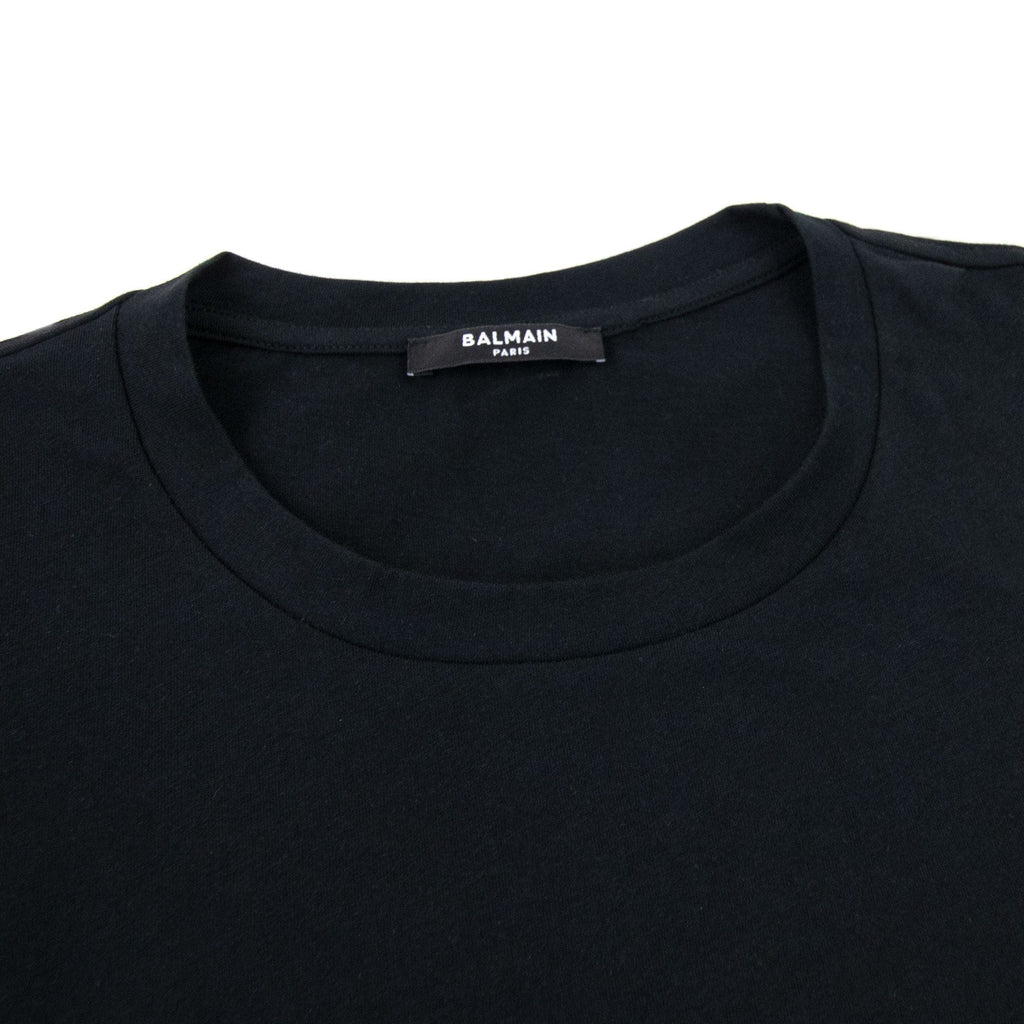 Balmain Gold Balmain Paris Logo Print T Shirt Black Ead