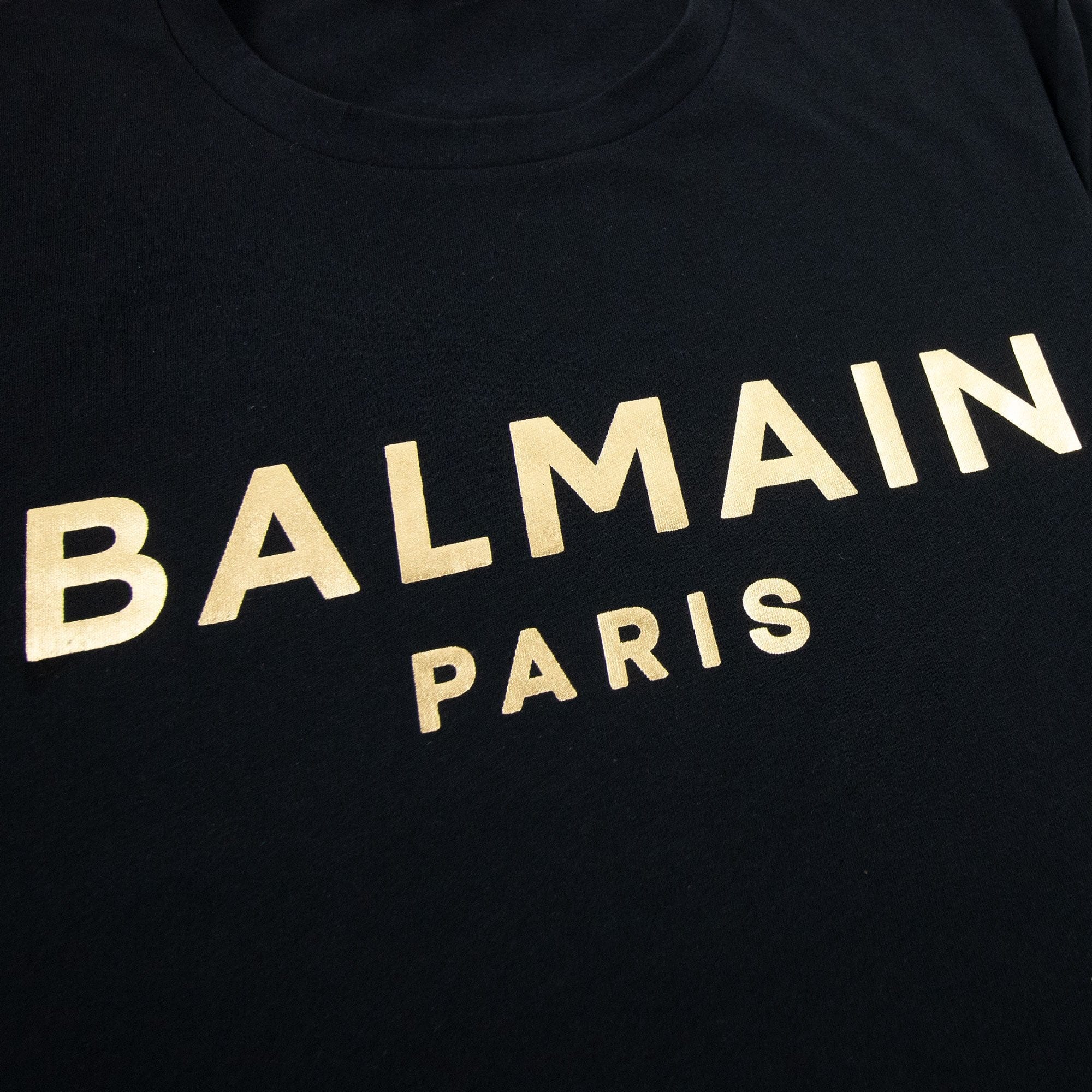 Balmain Gold Balmain Paris Logo Print T Shirt Black Ead