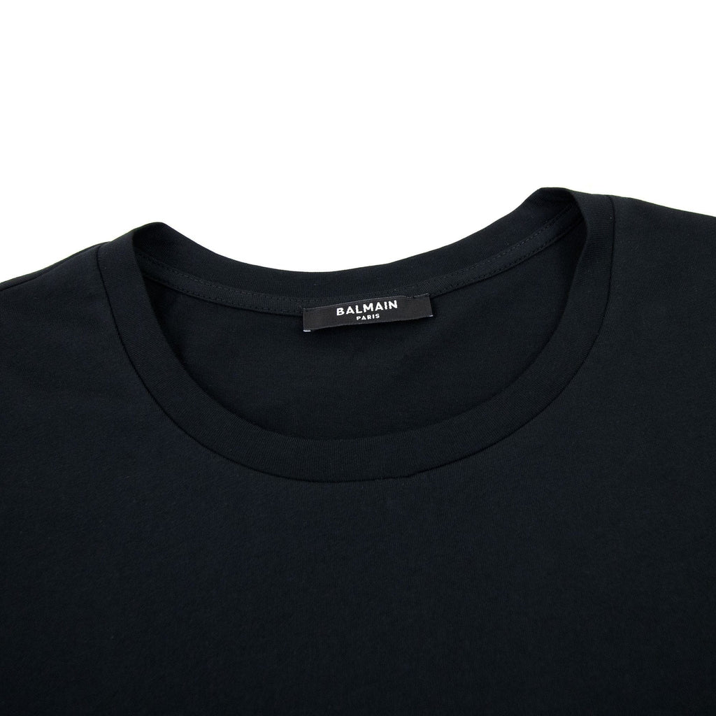 Balmain Embossed Balmain Paris Logo T Shirt Black 0pa