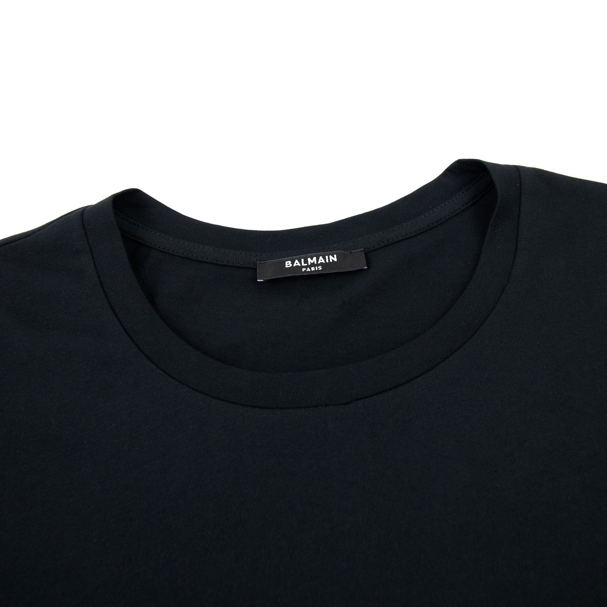 Balmain Embossed Balmain Paris Logo T Shirt Black 0pa