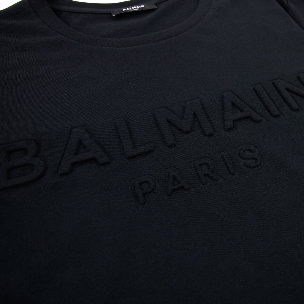 Balmain Embossed Balmain Paris Logo T Shirt Black 0pa