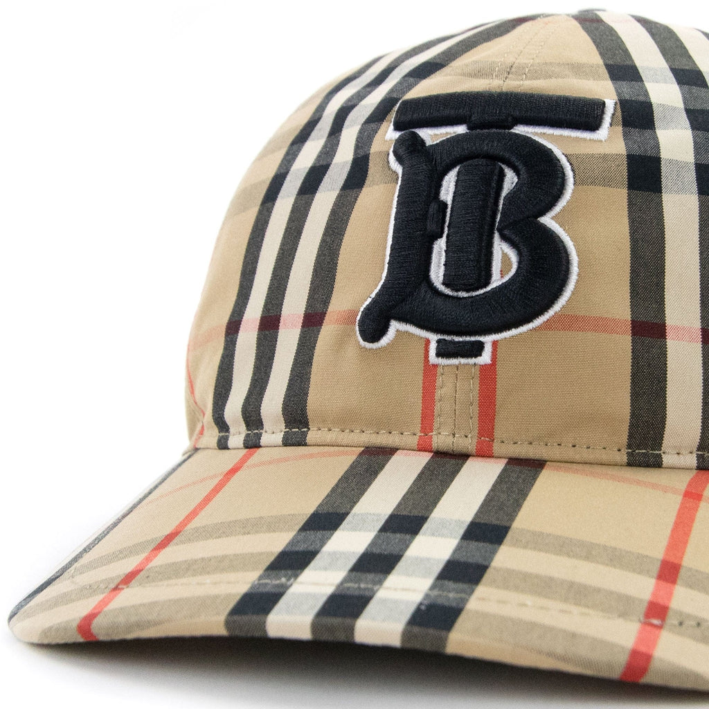 Burberry Monogram Motif Vintage Check Cotton Baseball Cap Archive Beige