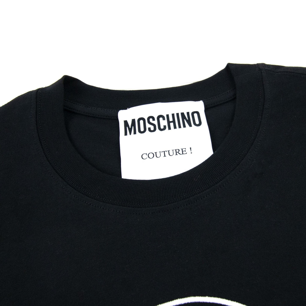 Moschino Couture Smiley Brand Print Cotton Jersey T Shirt Black 1555