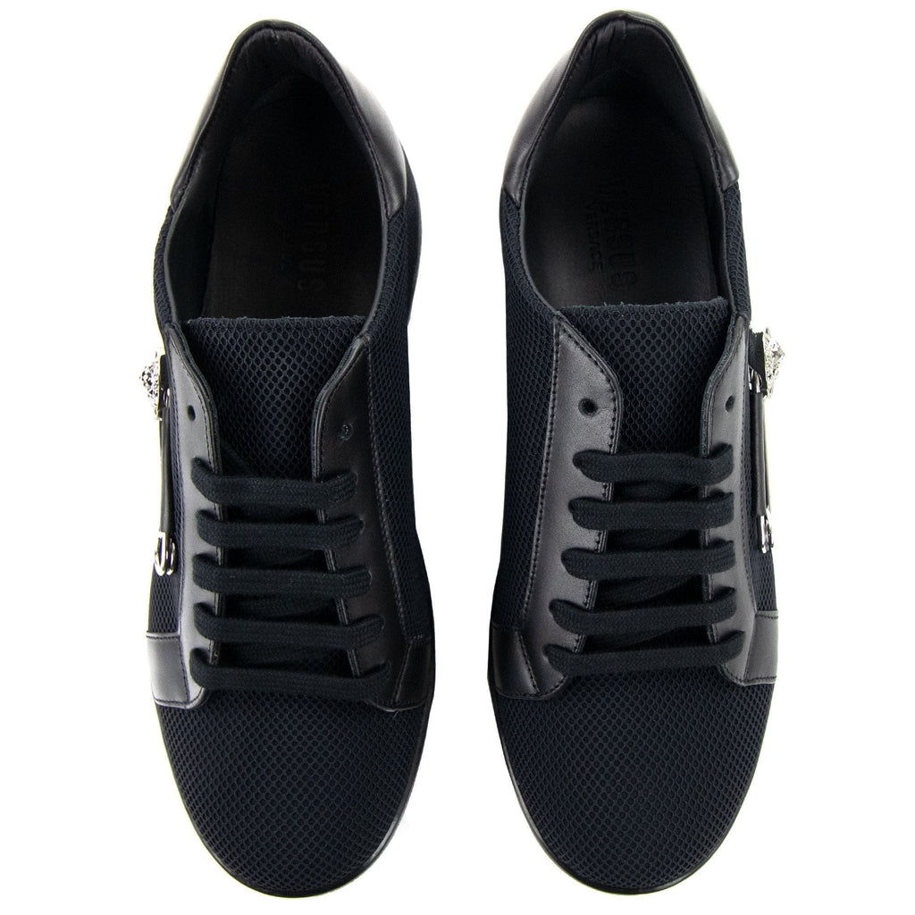 Versace Versus Mesh Trimmed Pin Low Top Sneakers Black