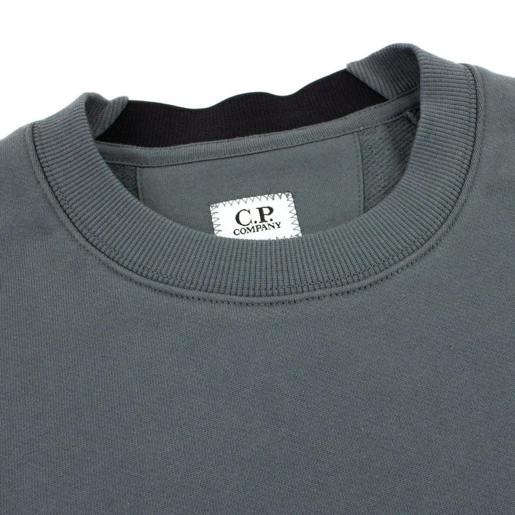 CP Company Diagonal Raised Fleece Lens Crew Sweatshirt Dark Shadow Grey 978