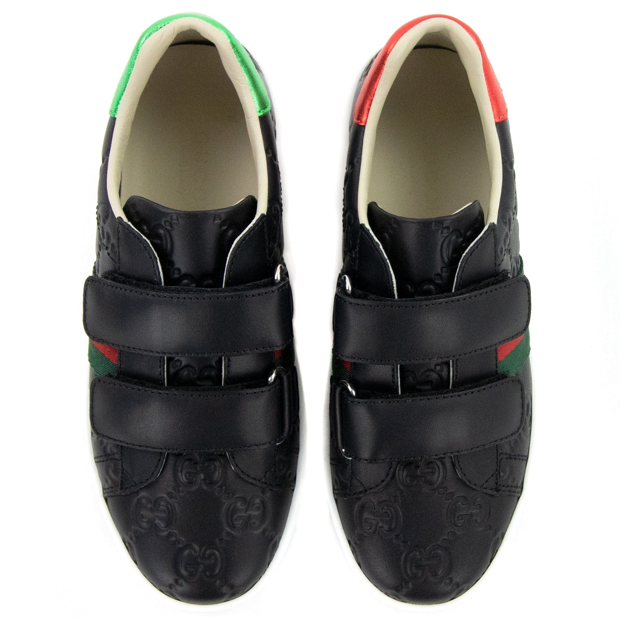 Gucci Junior GG Logo Leather Trainer Black 1068