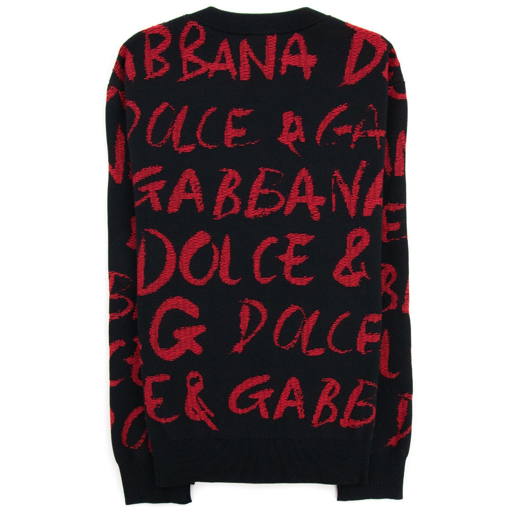 Dolce & Gabbana Logo Detail Jacquard Sweater Black/Red