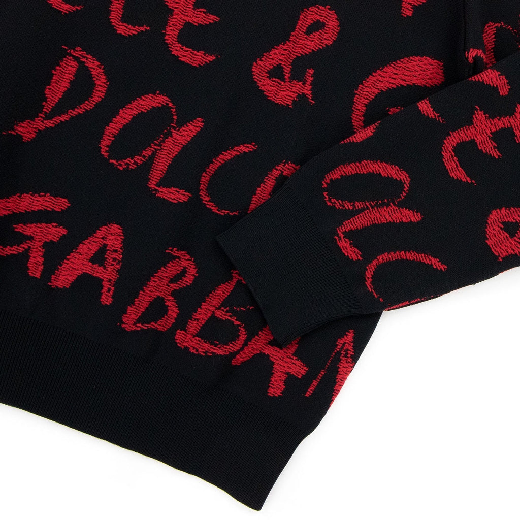 Dolce & Gabbana Logo Detail Jacquard Sweater Black/Red