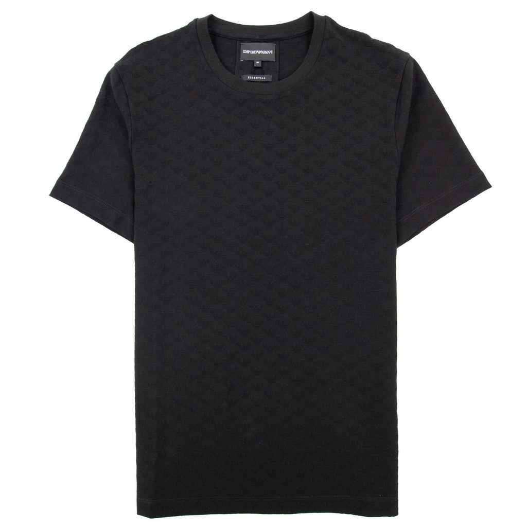 Emporio Armani All Over Jacquard Eagle Logo T Shirt Black 999