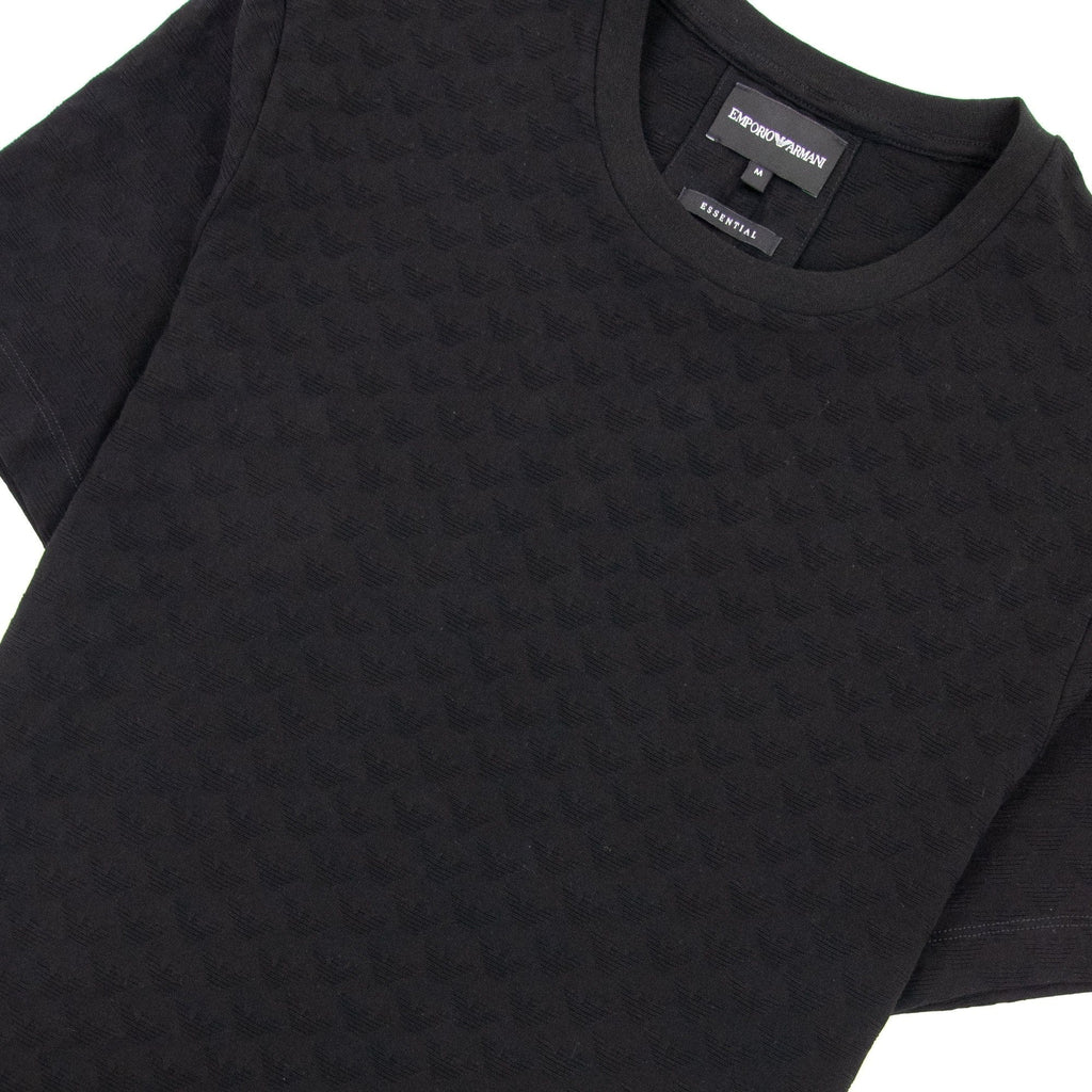 Emporio Armani All Over Jacquard Eagle Logo T Shirt Black 999
