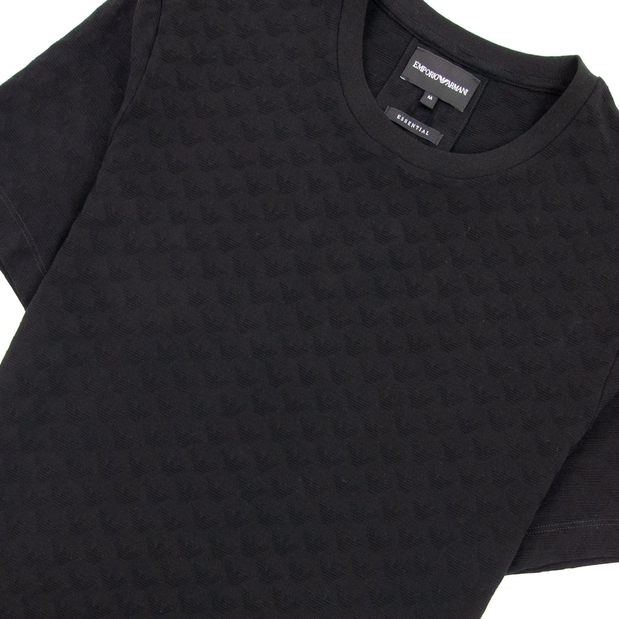 Emporio Armani All Over Jacquard Eagle Logo T Shirt Black 999