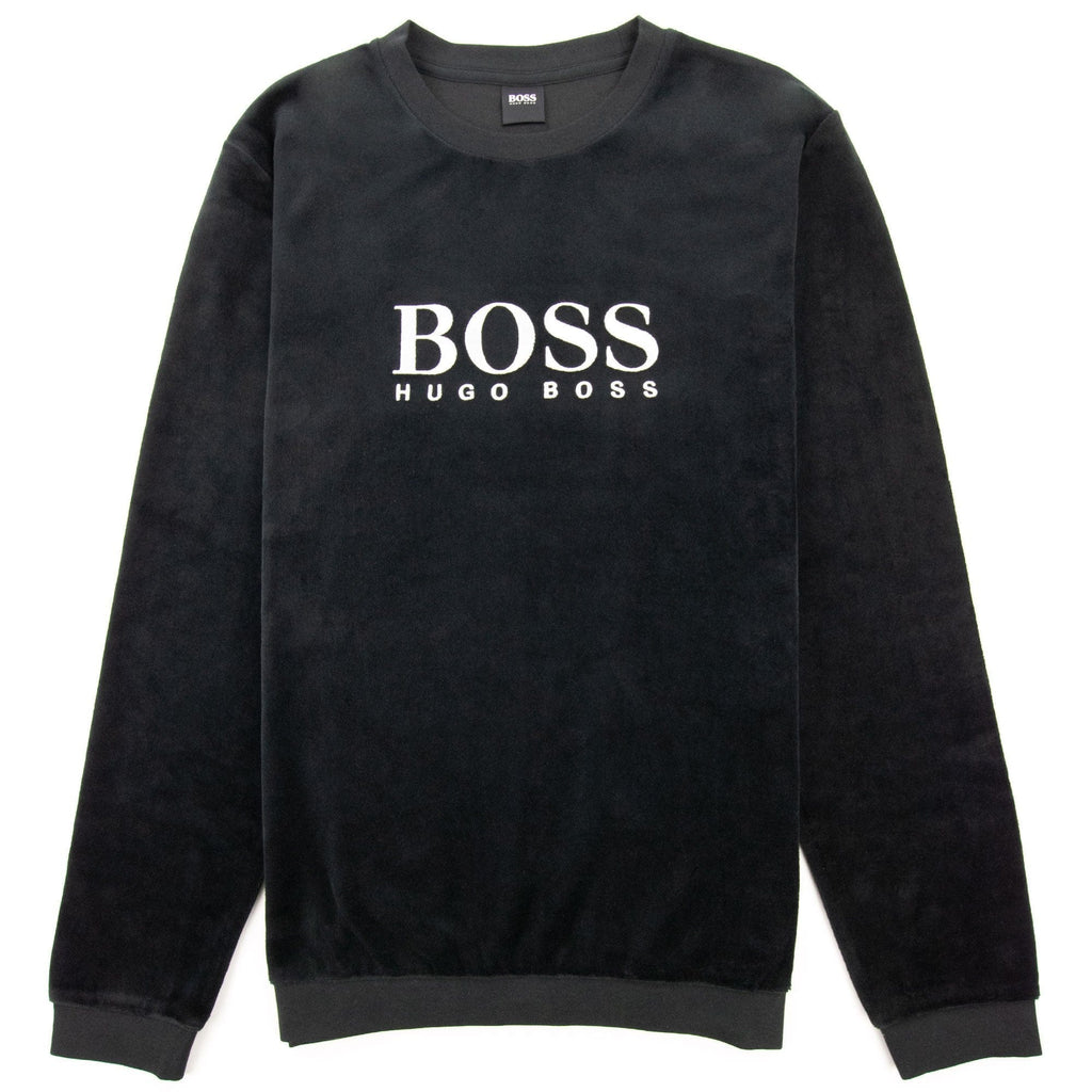 Hugo Boss Embroidered Logo Velour Loungewear Sweatshirt Black 001