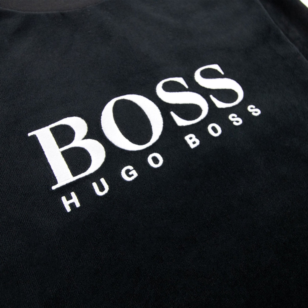 Hugo Boss Embroidered Logo Velour Loungewear Sweatshirt Black 001