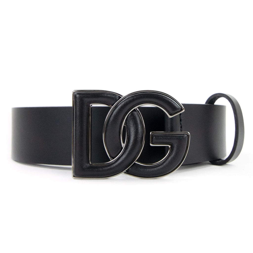Dolce &amp; Gabbana Dg Logo Lux Leather Belt Black | ONU