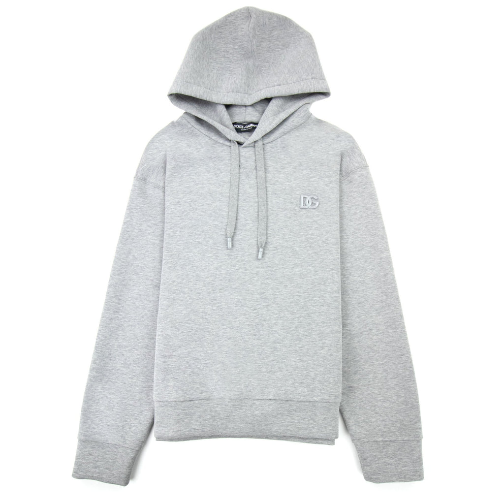 Dolce &amp; Gabbana Dg Metal Logo Hoodied Sweatshirt Grey