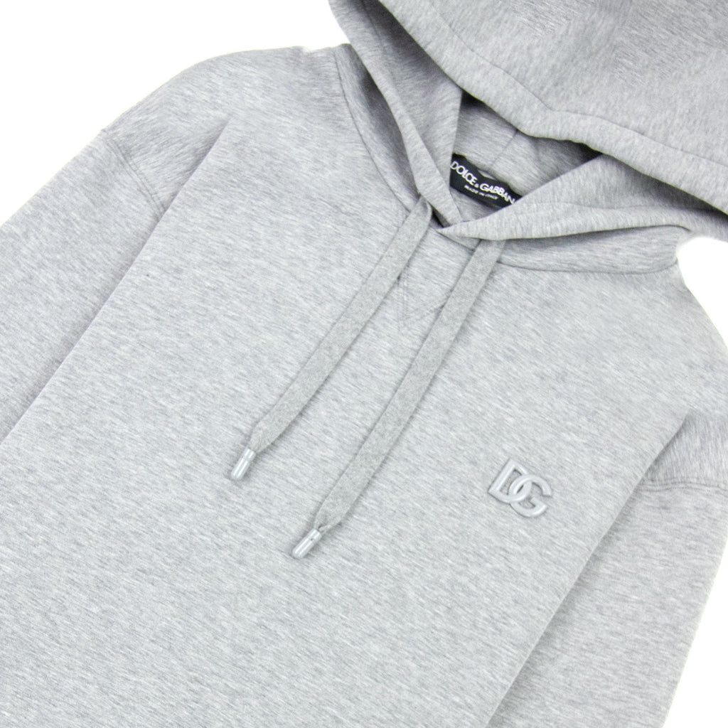 Dolce &amp; Gabbana Dg Metal Logo Hoodied Sweatshirt Grey