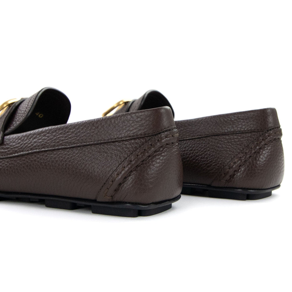 Valentino V Logo Calfskin Driving Shoe Brown 0to
