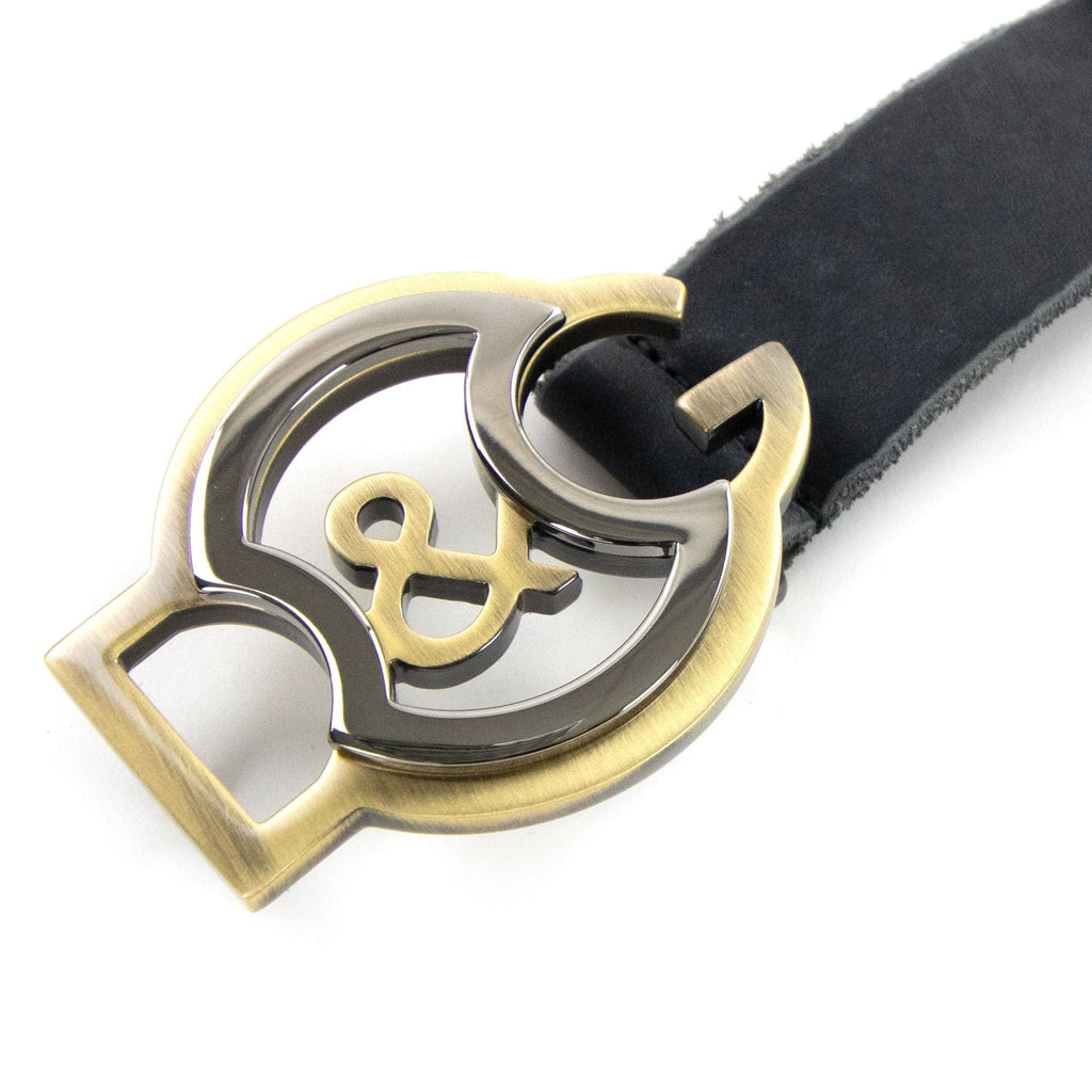 Dolce & Gabbana Worn Leather Large DG Belt Black