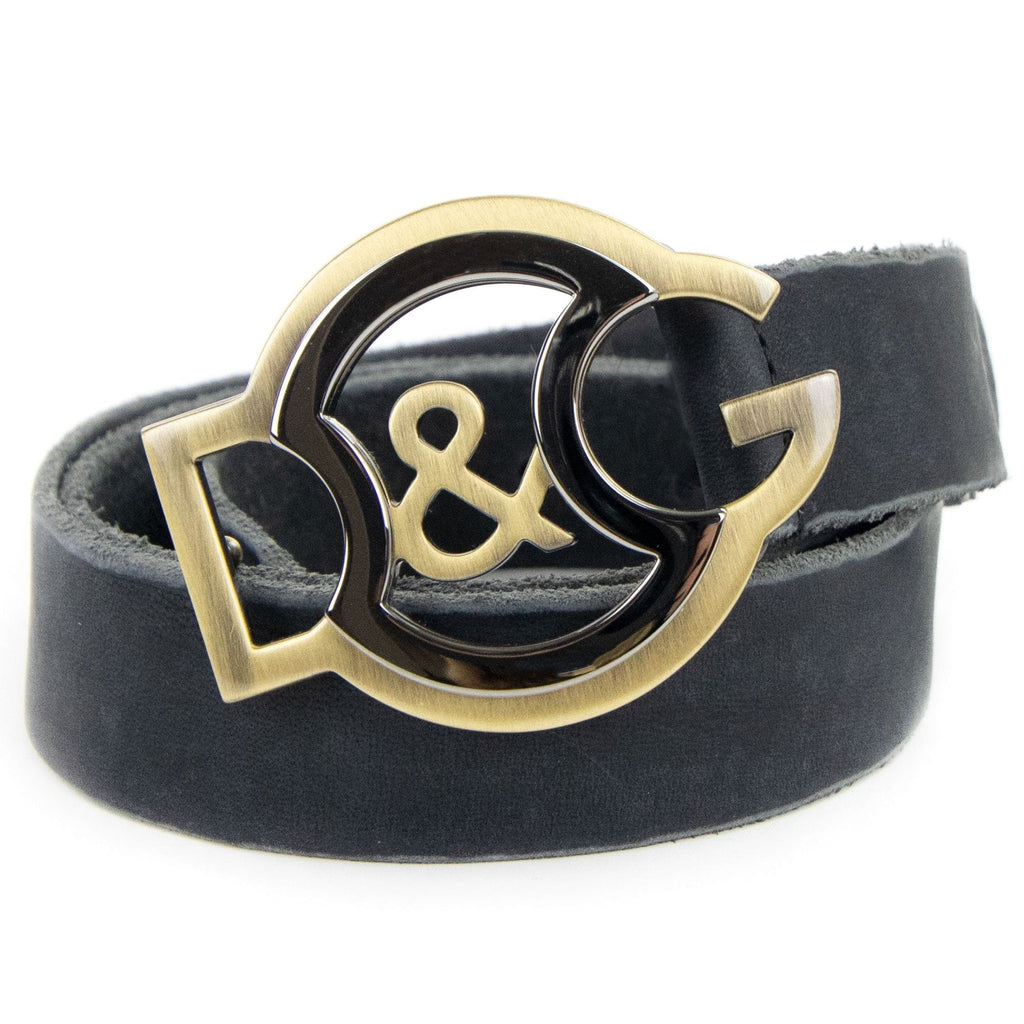 Dolce & Gabbana Worn Leather Large DG Belt Black