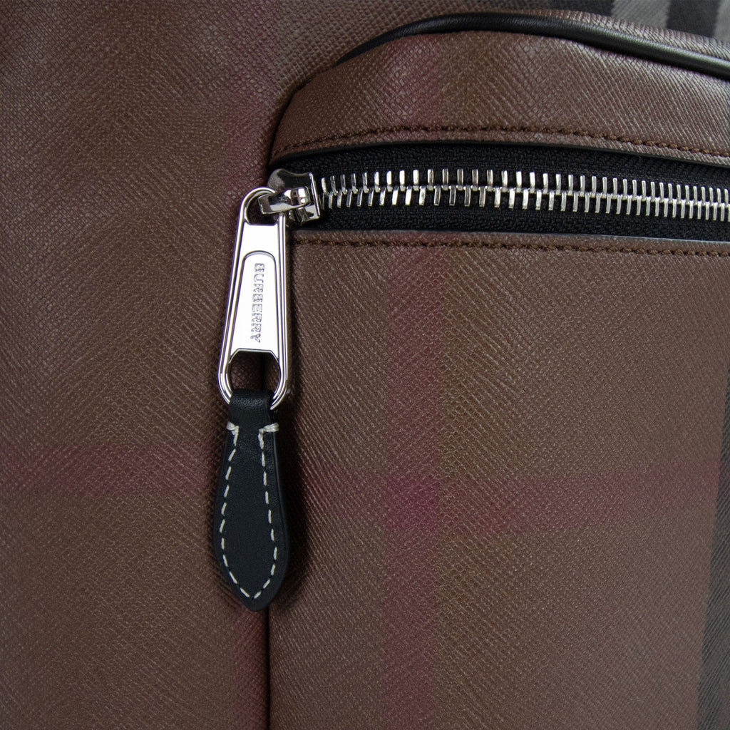 Burberry Check And Leather Backpack Dark Birch Brown