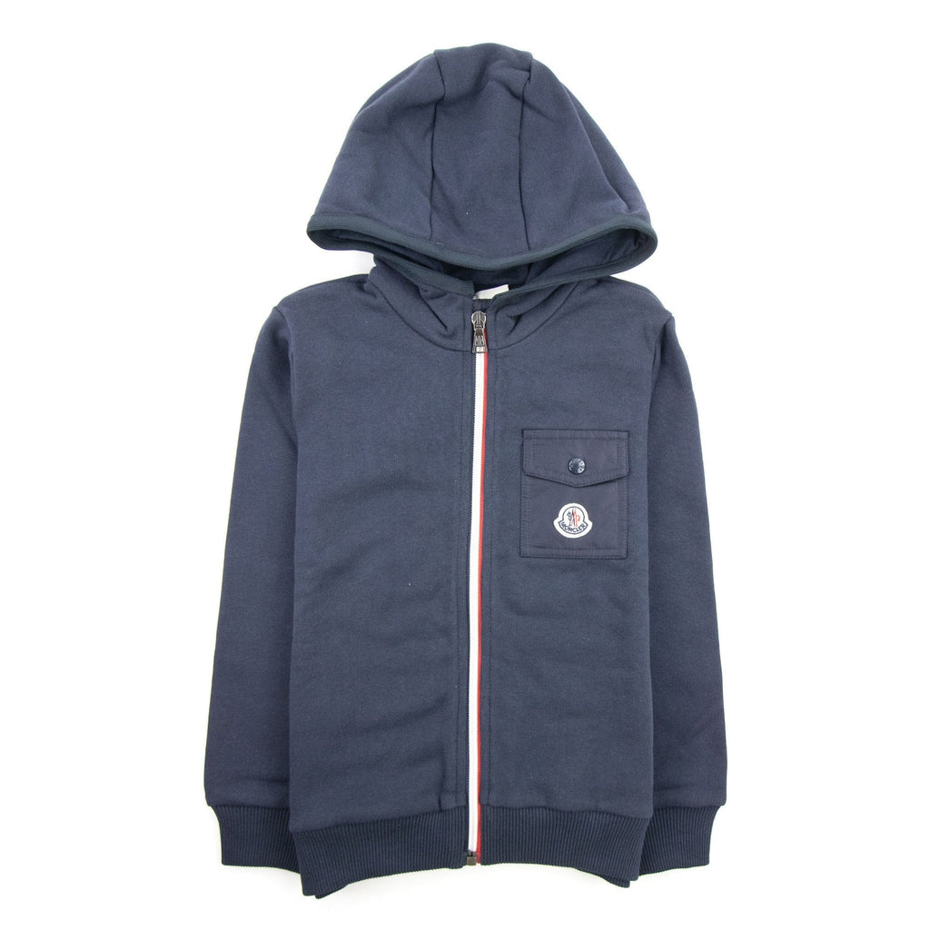 Moncler Junior Maglia Logo Zip Up Sweatshirt Navy 742