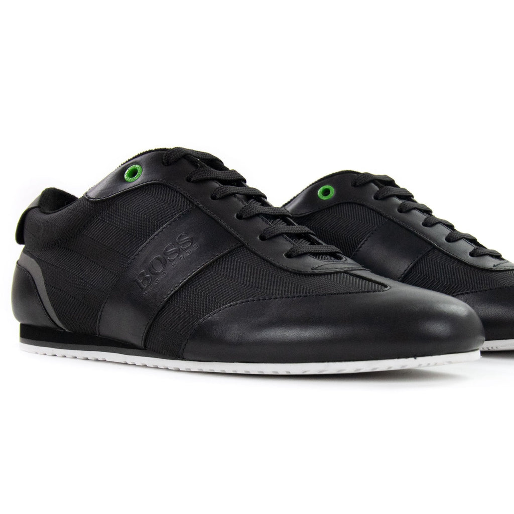 Hugo Boss Lighter Low Leather Mesh Trainers Black