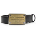 Dolce & Gabbana Plate Buckle Leather Belt Dark Tan