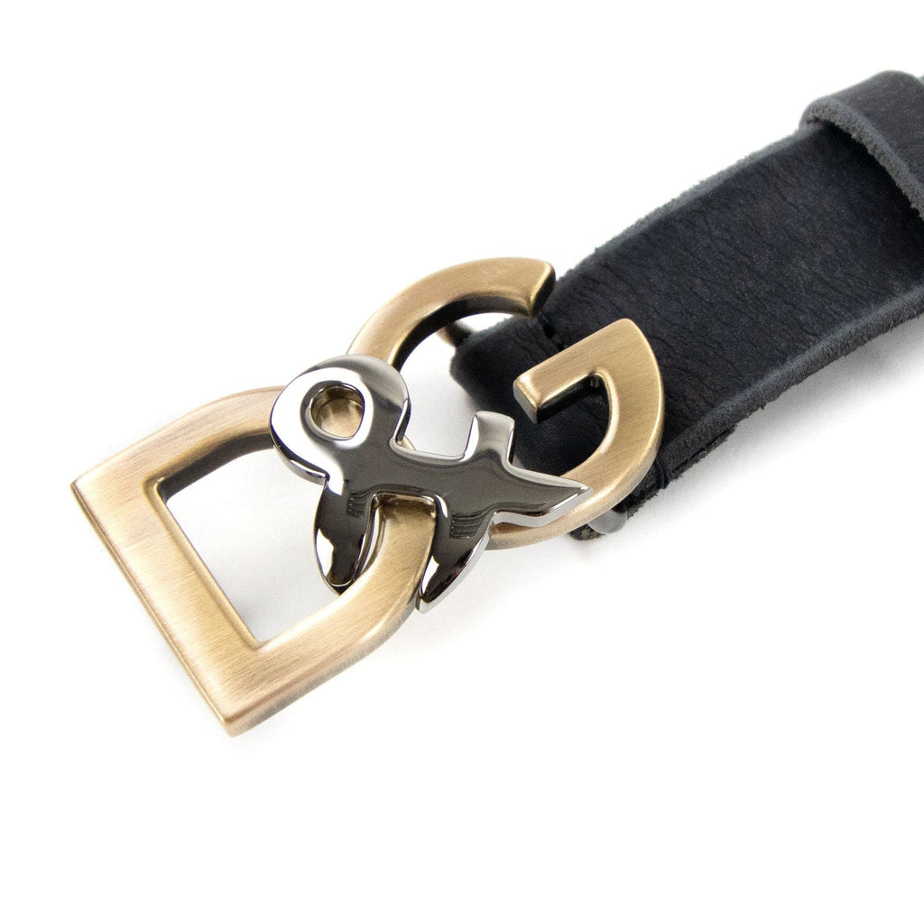 Dolce & Gabbana Worn Leather Look DG Belt Black
