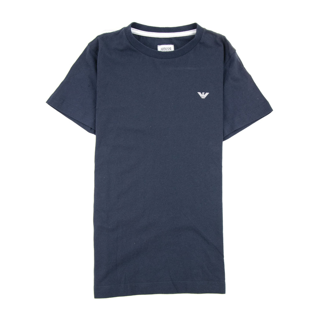 Armani Junior Logo Crewneck T Shirt Indaco