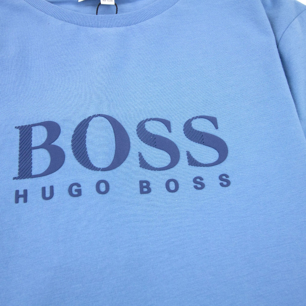 Hugo Boss Kids Rubber Logo S/s T Shirt Pale Blue