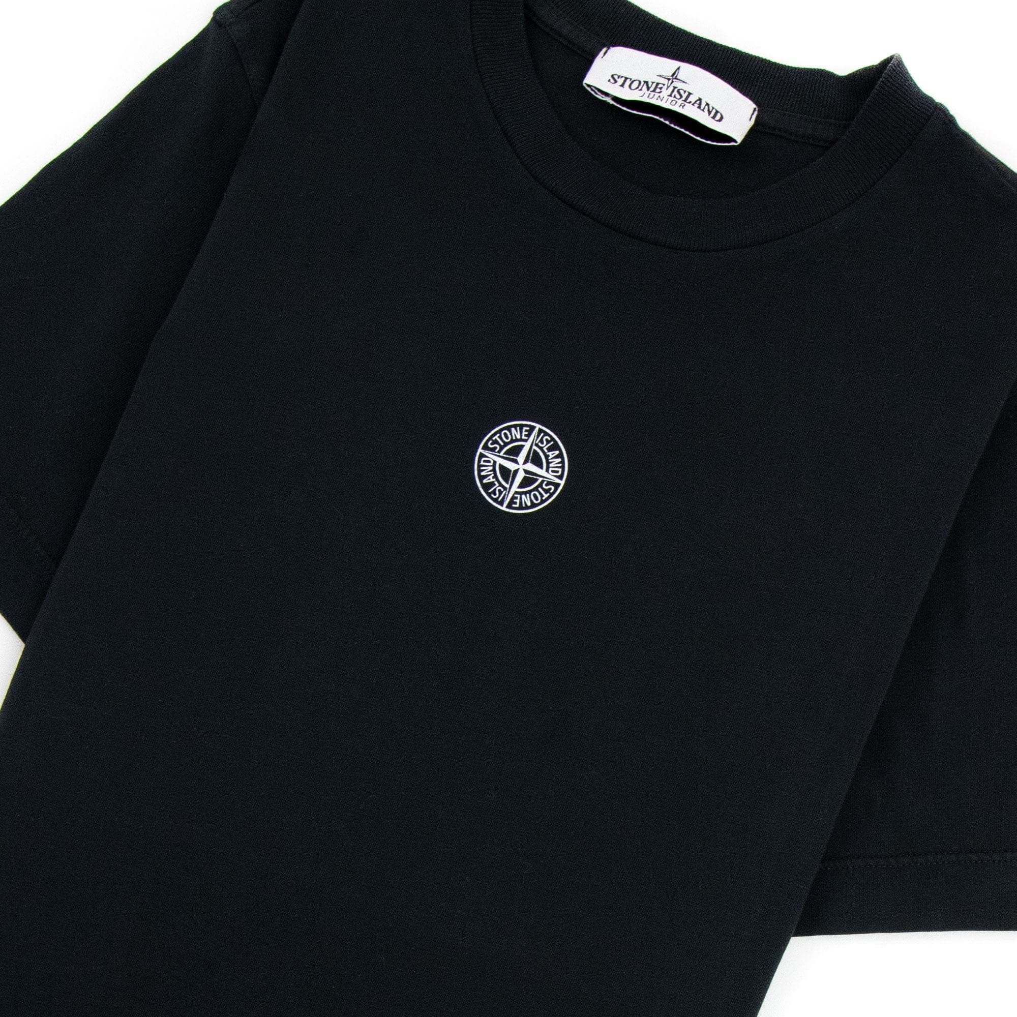 Stone Island Junior Logo Print T Shirt Black V0029