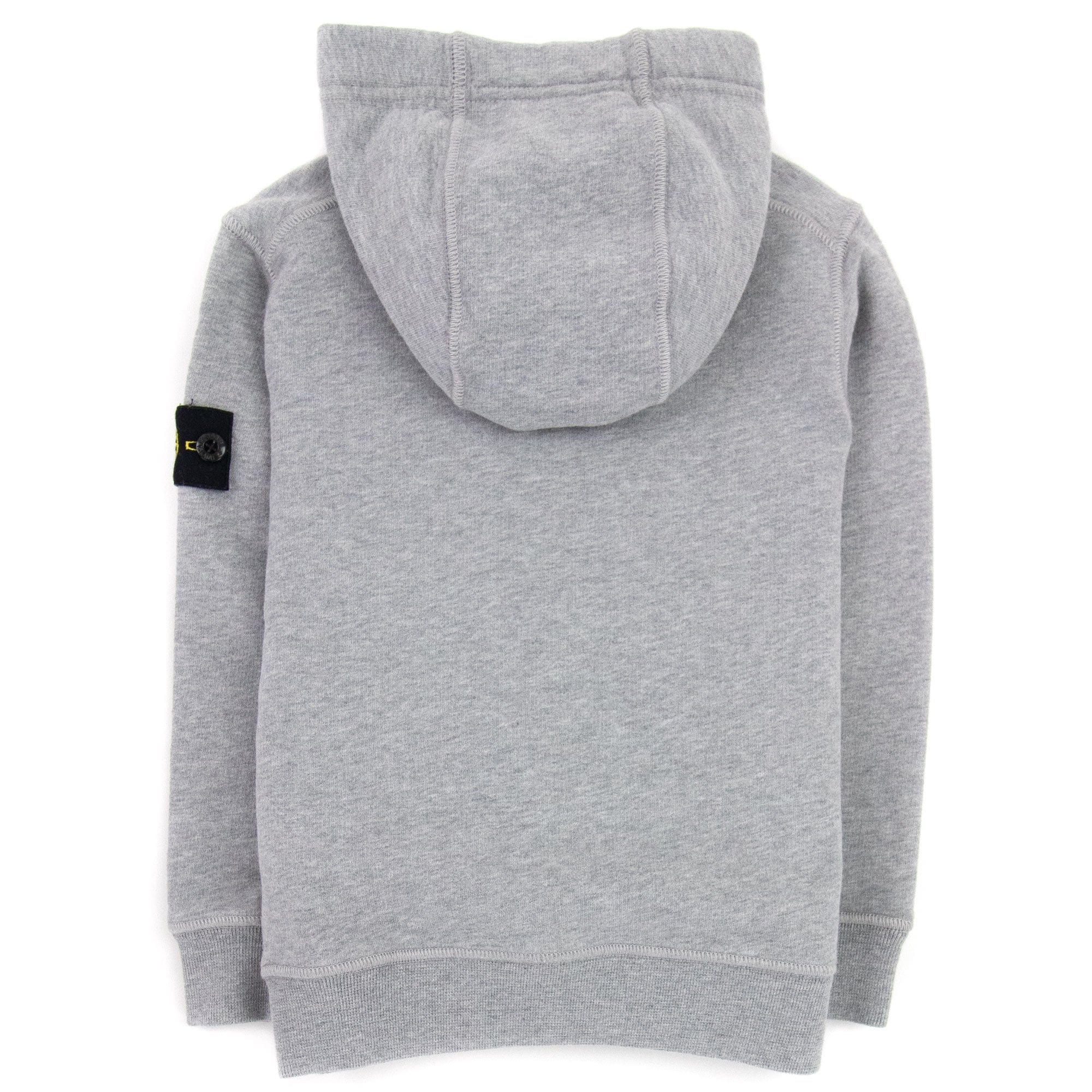 Stone Island Junior Arm Badge Hooded Sweatshirt Grey V0064